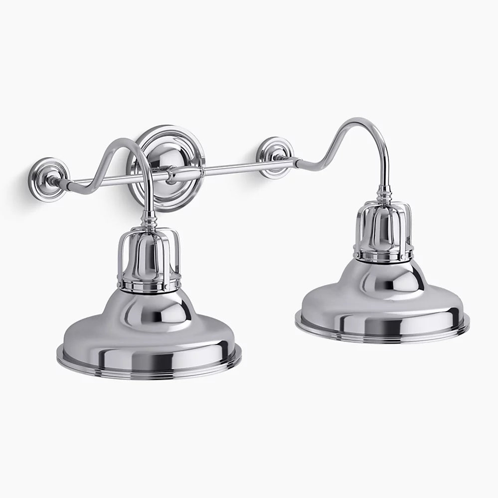 Hauksbee 2 Light Double Bell Sconce (Polished Chrome)