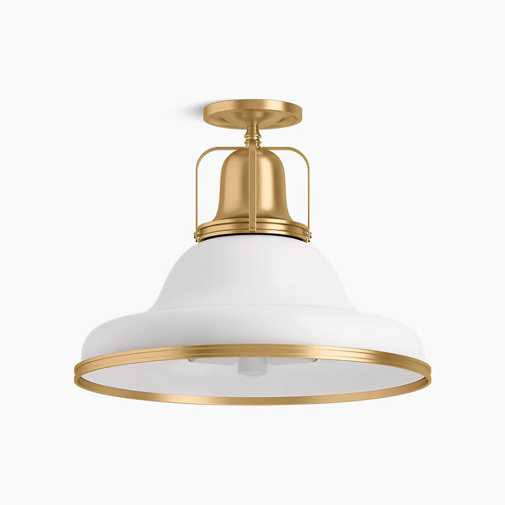 Hauksbee 3 Light Semi Flush Mount (White & Gold)
