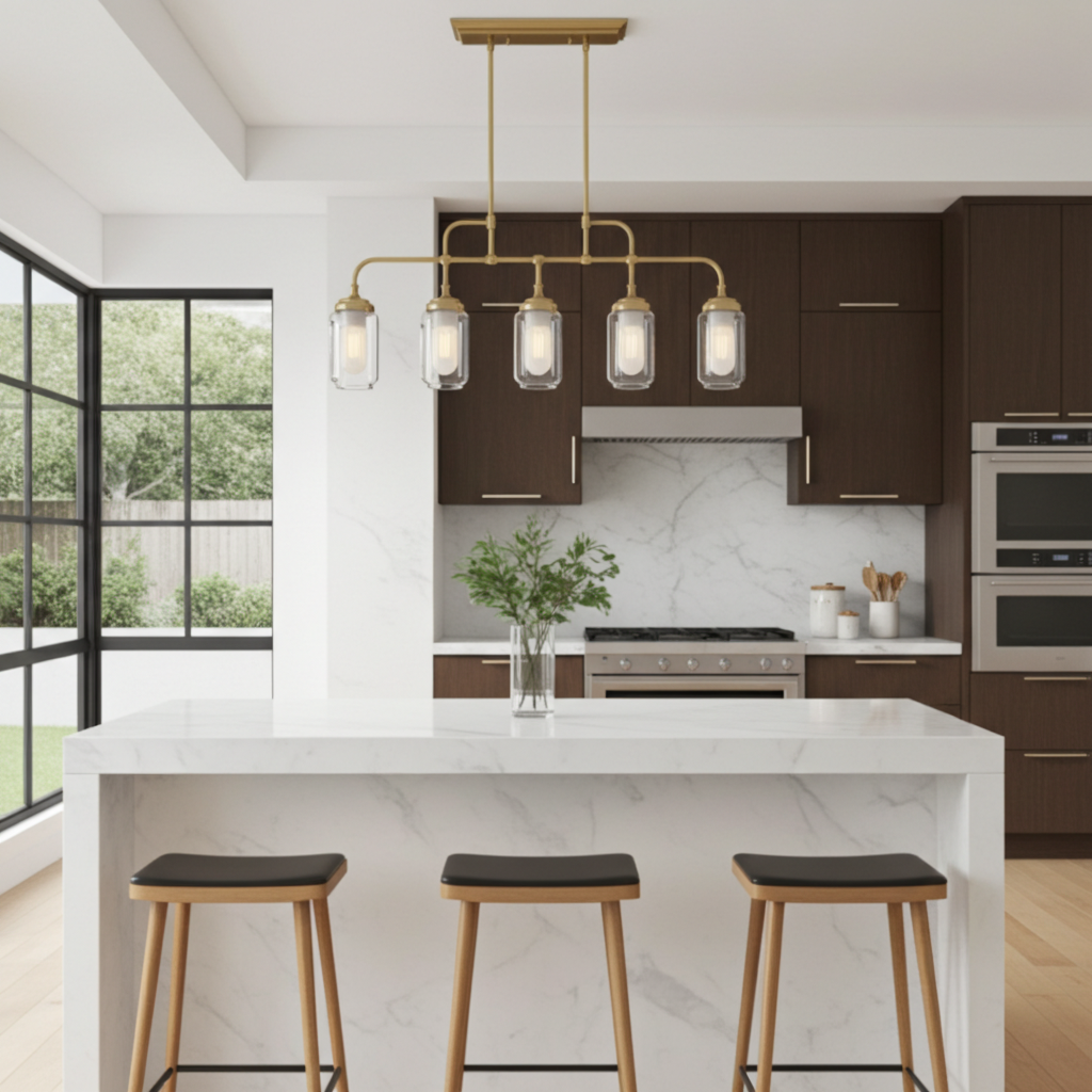 Kohler Artifacts 5 Light Linear Chandelier (Moderne Brushed Gold)