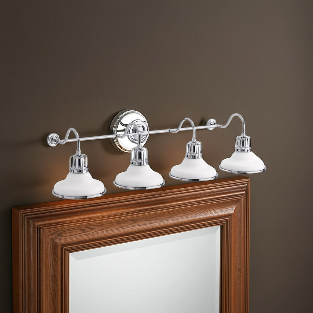 Kohler Hauksbee 4 Light Double Bell Sconce (White with Chrome Trim)