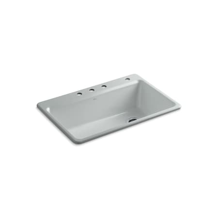 Kohler Riverby Single Sink With 4 Holes (Ice Grey)