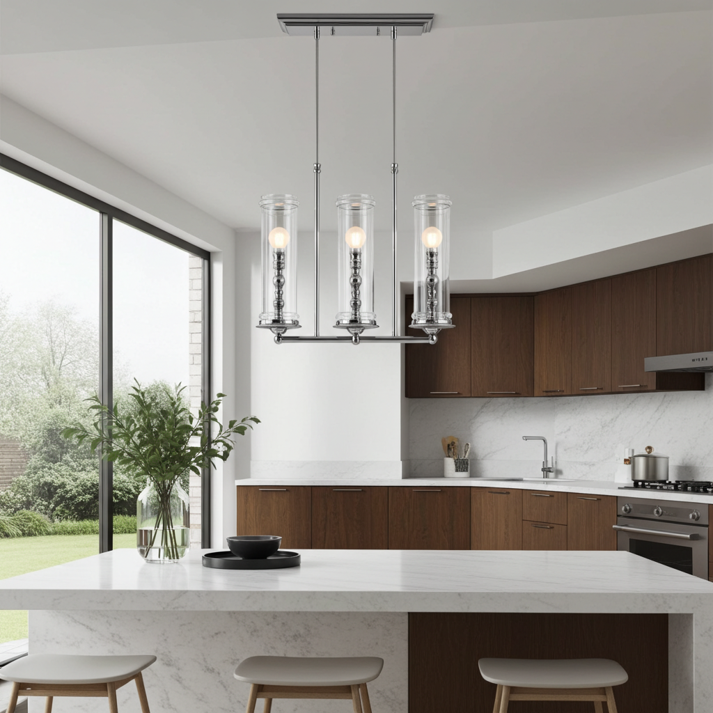 Kohler Damask 3 Light Linear Chandelier (Polished Chrome)