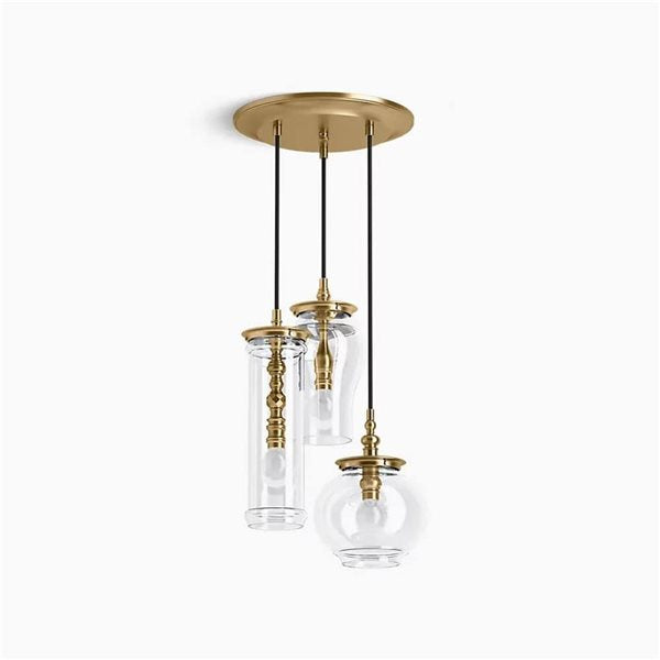 Damask 3 Light Pendant Cloud Chandelier (Brushed Gold)