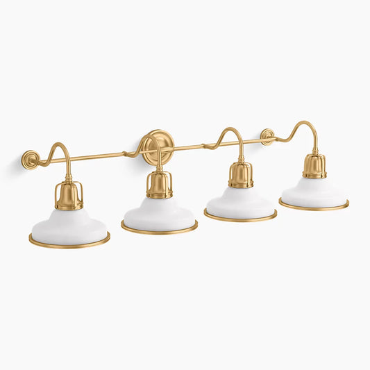 Kohler Hauksbee 4 Light Double Bell Sconce (White & Gold)