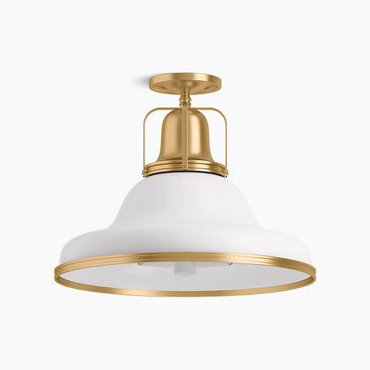 Hauksbee 3 Light Semi Flush Mount (White & Gold)