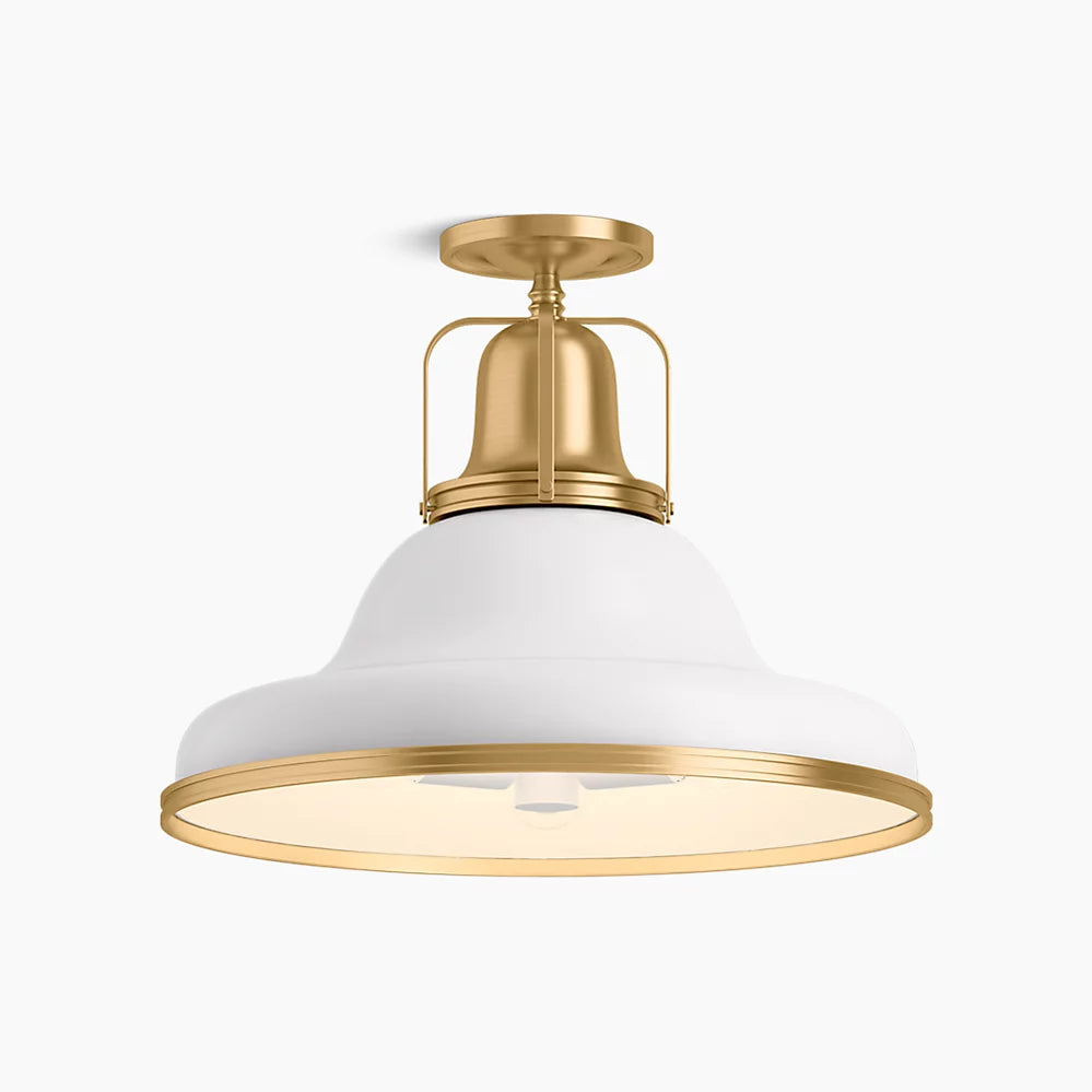 Hauksbee 3 Light Semi Flush Mount (White & Gold)