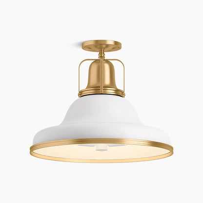 Hauksbee 3 Light Semi Flush Mount (White & Gold)