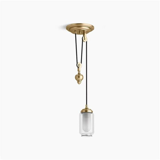 Kohler Artifacts Single Light 8" Tall Adjustable Pulley Pendant (Brushed Gold)