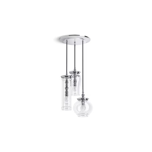 3 Light Traditional Clear Glass Cylinder Light Pendant