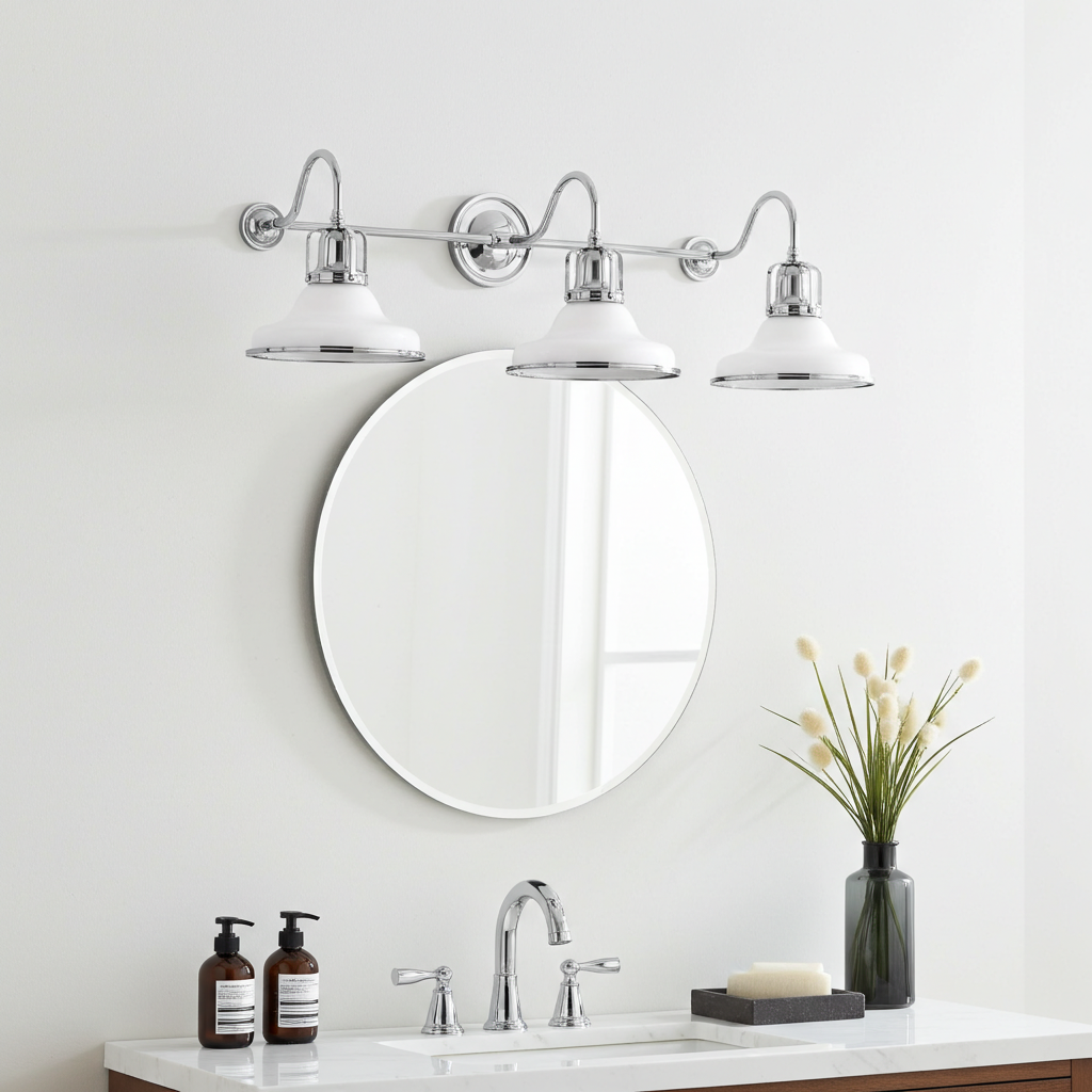 Kohler Hauksbee 3 Light Double Bell Sconce (White with Chrome Trim)