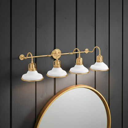 Kohler Hauksbee 4 Light Double Bell Sconce (White with Gold Trim)