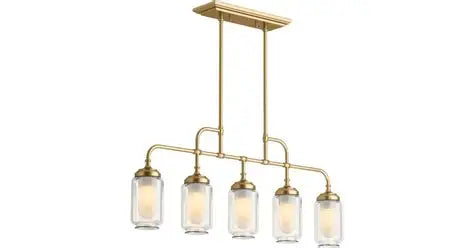 5 Light Traditional Damp Rated Chandelier (Brushed Gold)
