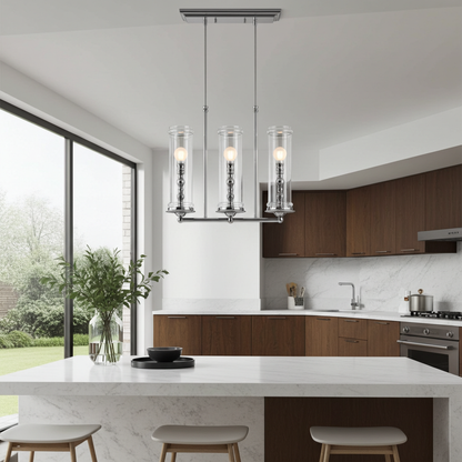 Kohler Damask 3 Light Linear Chandelier (Polished Chrome)