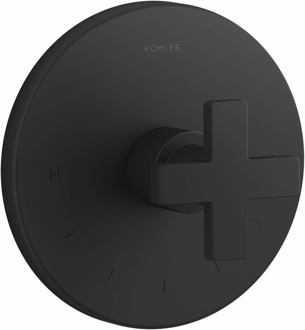 Kohler Composed Thermostatic Valve Trim With Cross Handle (Matte Black)