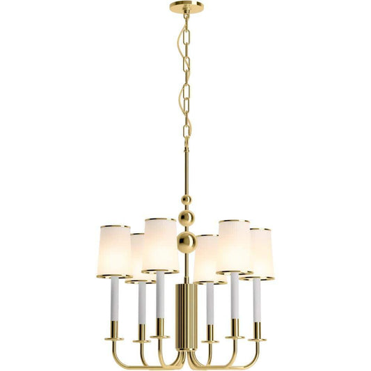 Kohler Tresdoux 6-Light Candle Chandelier, 24 in Wide, Gold, Damp Location