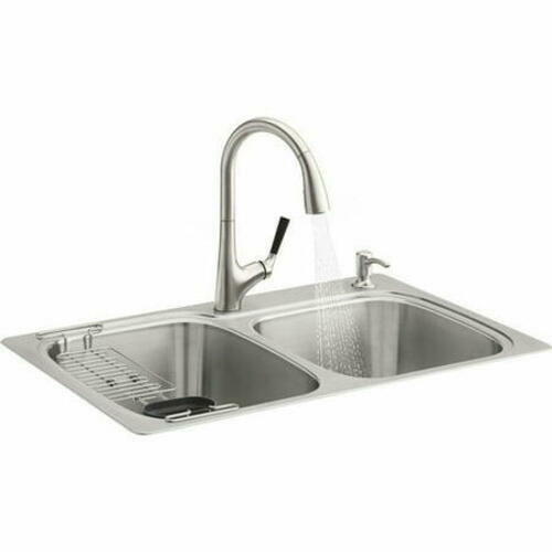 Kohler All-in-One 18-Gauge Stainless Kitchen Sink w/ PullDown Malleco Faucet